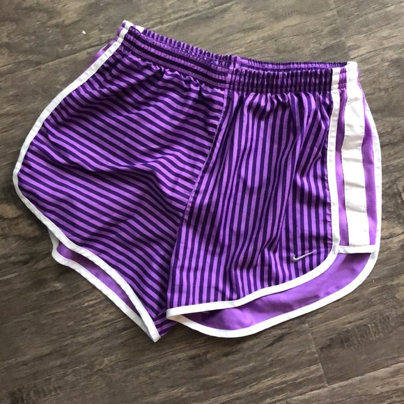 Nike Pants - Nike, purple stripped track shorts